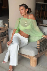 Palmer | Women'S Off-Shoulder Open Knit Crop Top Cover-Up