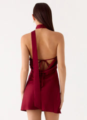 Keena Scarf Mini Dress Burgundy