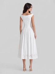 Exquisite Boat Neck Fil-Coupé Maxi Dress