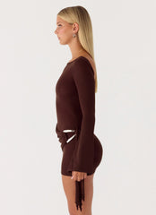 Niella Wrap Mini Dress Chocolate