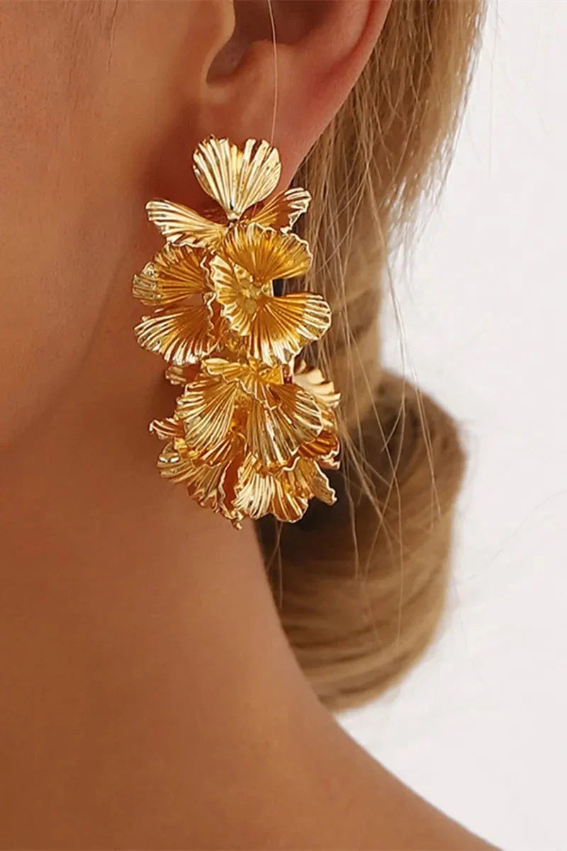 Olivia | Women'S C-Shaped Floral Design Earrings