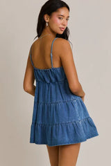 Ready To Charm Tiered Denim Mini Dress