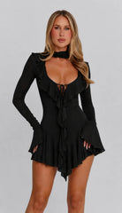 Avaline Dusty Black Mini Dress
