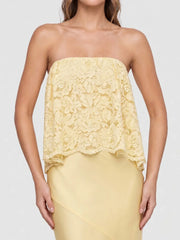 Lace Patchwork Satin Bandeau Maxi Dress