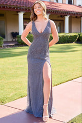 4536 - Primavera - Charcoal Pearl Evening Dress - Final Sale