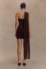 Mattea Slinky Mesh Mini Dress With Scarf