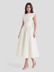 Timeless Hepburn Style Full Skirt Midi Dress