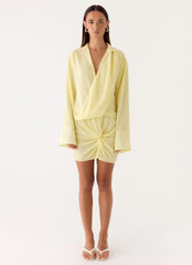 Ferretti Shirt Mini Dress Pale Yellow