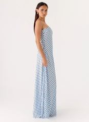 Chaniva Maxi Dress Blue Mocha Dot