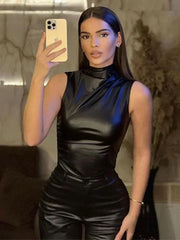 Donna | Women'S Sleeveless Vegan Leather Top