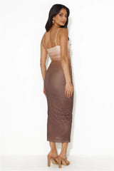 Ombra Mesh Midi Dress Brown