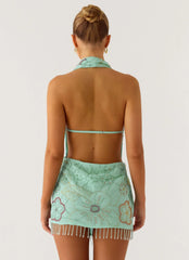 Outlaw Beaded Mini Dress Mint