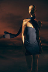 Mattea Diamante Mini Dress With Scarf
