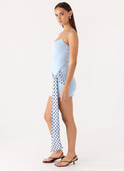 Hypnosis Mini Dress Blue Mocha Dot