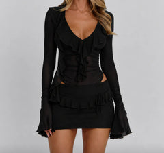 Avaline Dusty Black Mini Dress