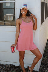 Textured Checkered Active Dress-Red/White