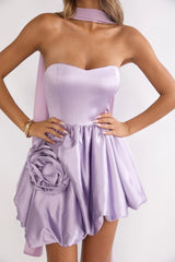 Lilianne Rosette Mini Dress Lilac