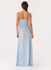 Chaniva Maxi Dress Blue Mocha Dot