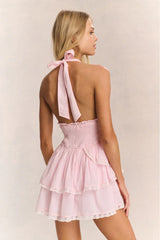 Deanna Heritage Halter Mini Dress - Pink