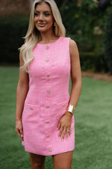 Ellen Tweed Mini Dress-Pink