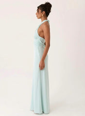 Samaria Halter Maxi Dress Blue