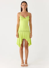 Queen Card Mini Dress Lime