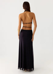 Astraeus Beaded Sequin Maxi Dress Black