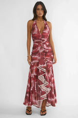 Kamilah Ruffle Maxi Dress Floral Red