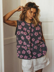 Duttini | Floral Fleece Vest For Women