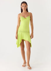 Queen Card Mini Dress Lime