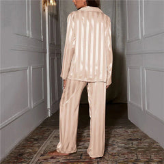 Sage Striped Satin Pajama Set