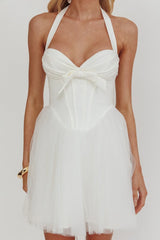 Princessa Halter Mini Dress White